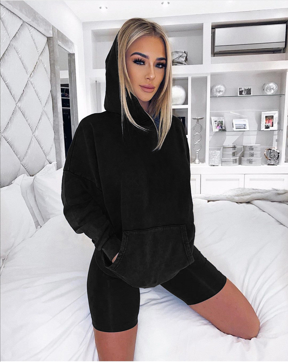 Loose sweatshirt shorts sports two-piece suit women