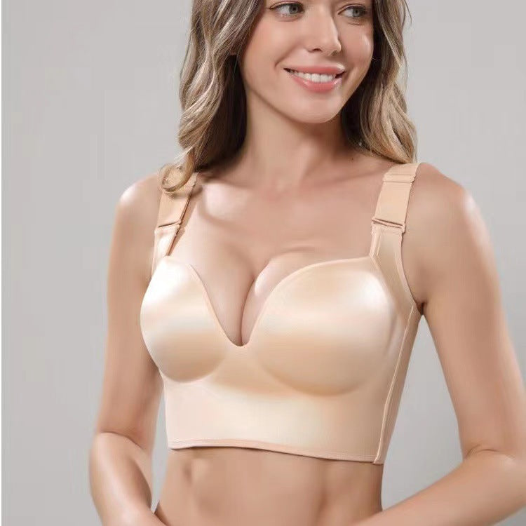 Women's Glossy Surface Without A Scratch Plus Size Wireless Thin Body Shaping Breast Holding Bra